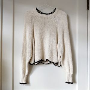 Zara | cropped knit sweater with scallop hem